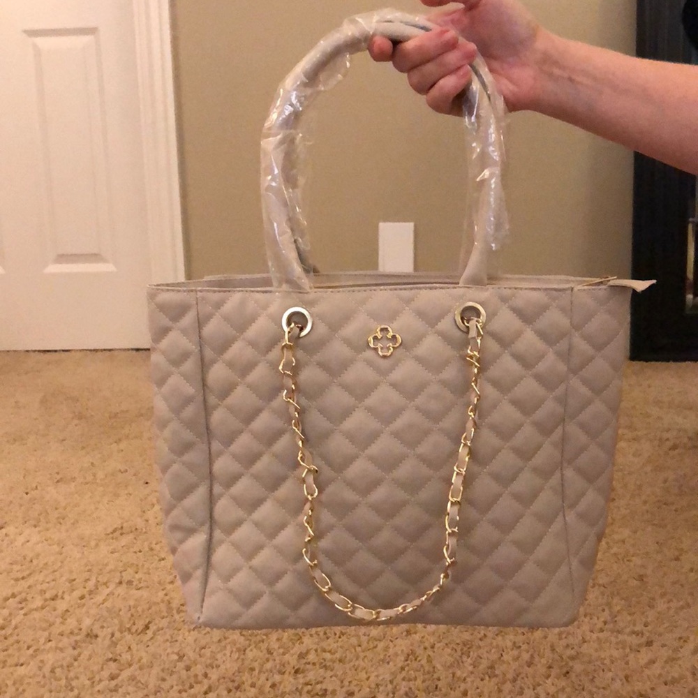 beige leather shoulder bag